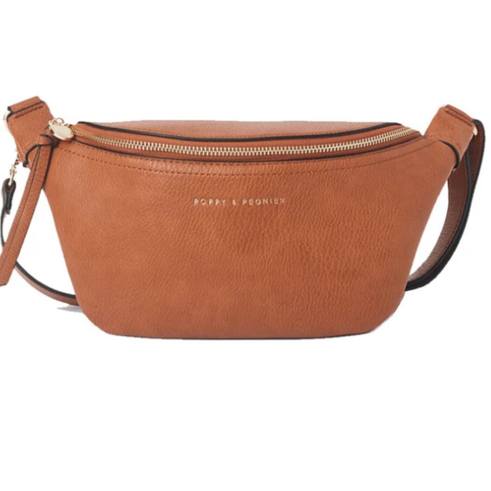 NWT Poppy & Peonies the SIDEKICK cognac crossbody